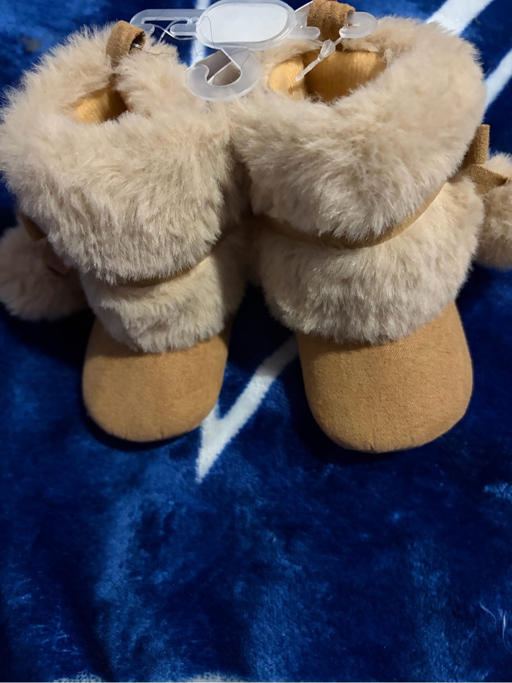 Plush Faux-Fur Tan Baby Boots